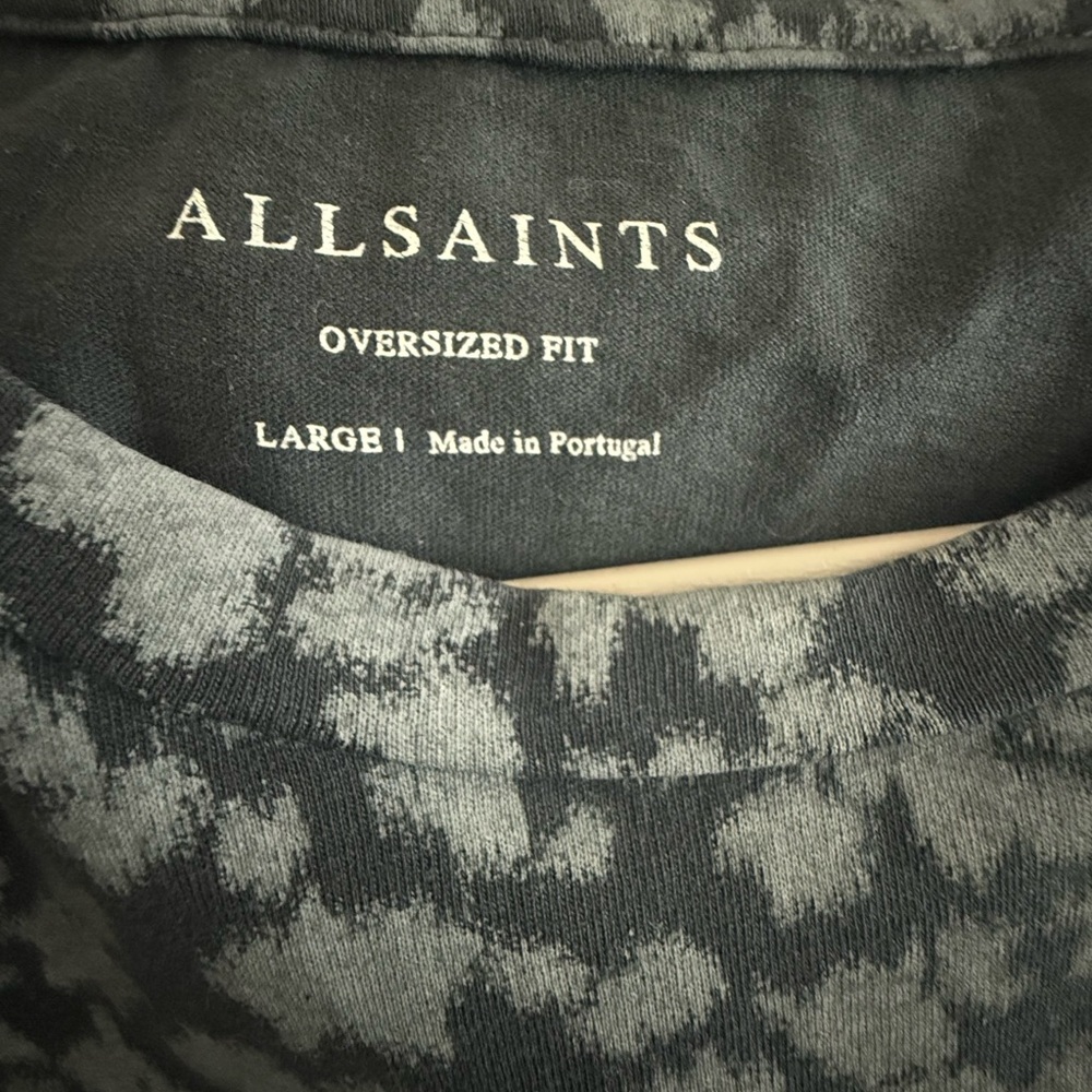 All Saints Gray and Black Patterned Tee - Picture 2 of 3